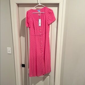 Draper James Pink Polka Dot Midi Dress